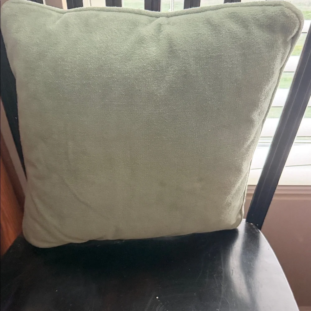 Elegant Floral‎ Needlepoint Pillow with Green Trim Granny Core